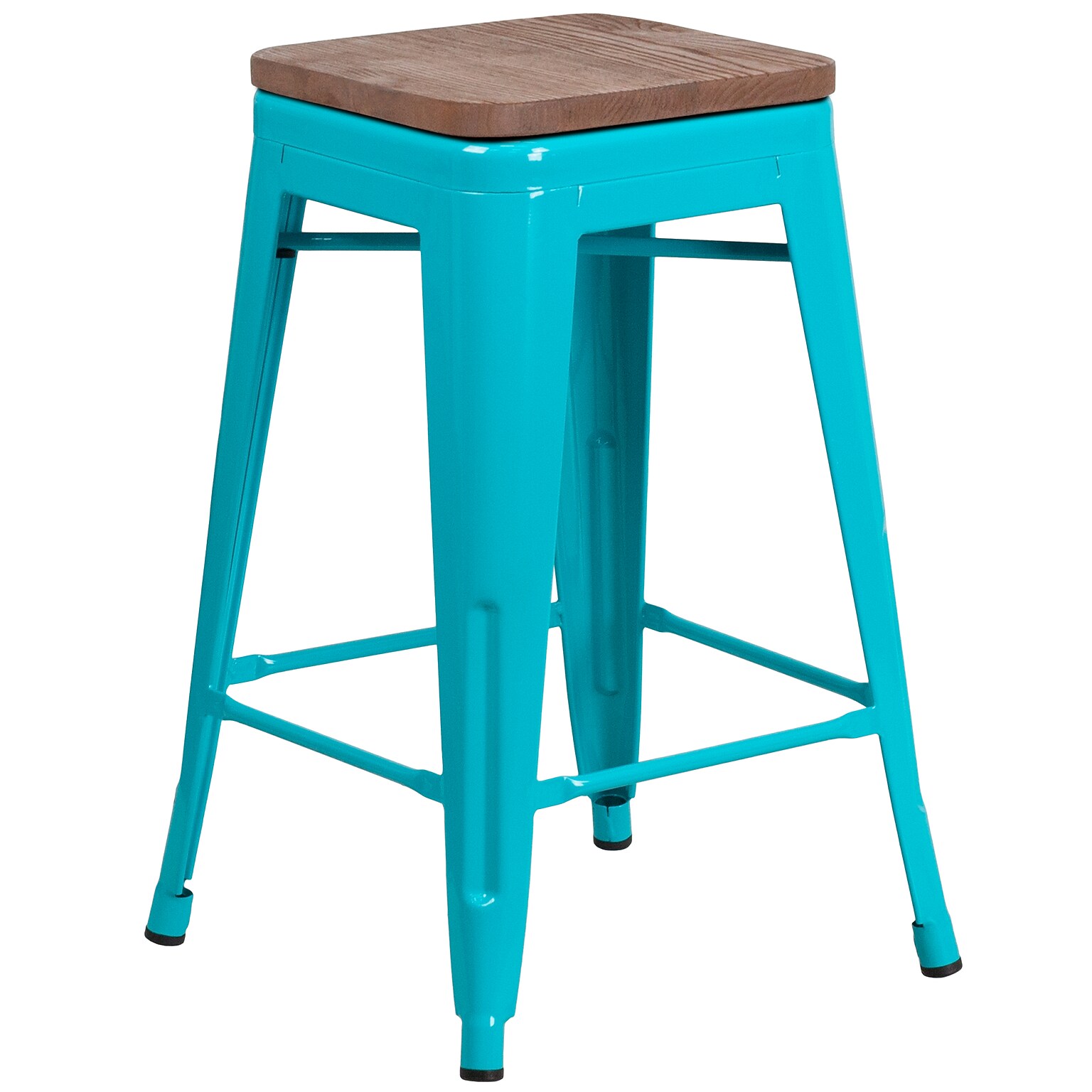 Flash Furniture Sinclair Industrial Metal Counter Height Stool without Back, Crystal Teal-Blue (ETBT350324CBW)