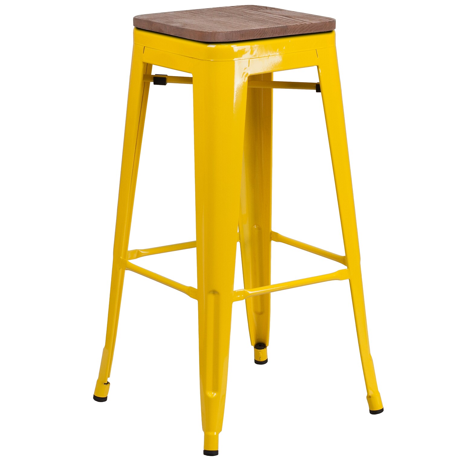 Flash Furniture Lily Industrial Metal Barstool without Back, Yellow (CH3132030YLW)