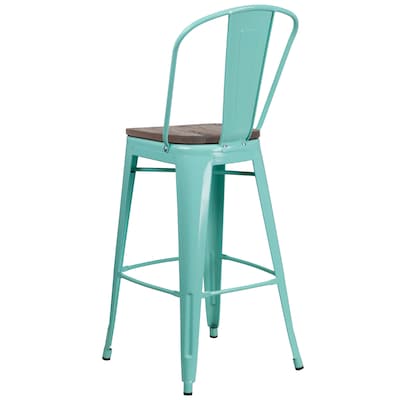Flash Furniture Cindy Contemporary Metal Vertical Back Barstool, Mint Green (ET353430MINTW)
