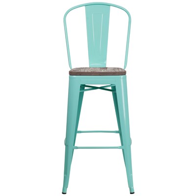 Flash Furniture Cindy Contemporary Metal Vertical Back Barstool, Mint Green (ET353430MINTW)
