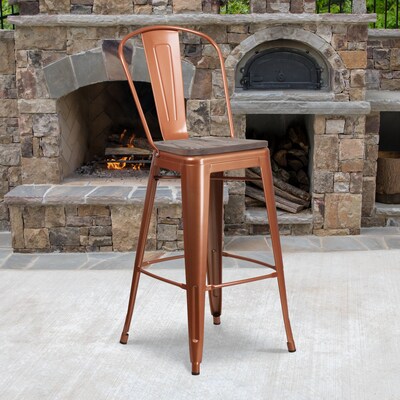 Flash Furniture Cindy Contemporary Metal Vertical Back Barstool, Copper (ET353430POCW)