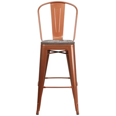 Flash Furniture Cindy Contemporary Metal Vertical Back Barstool, Copper (ET353430POCW)