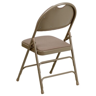 Flash Furniture HERCULES Series Fabric/Metal Folding Chair, Beige, 2/Pack (2HAMC705AF3BGE)
