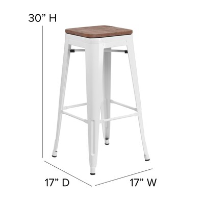 Flash Furniture Lily Industrial Metal Barstool without Back, White (CH3132030WHW)
