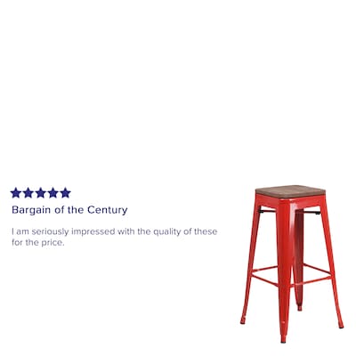 Flash Furniture Lily Industrial Metal Barstool without Back, Red (CH3132030REDW)