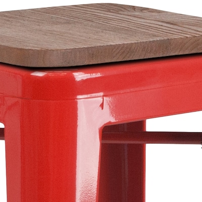 Flash Furniture Lily Industrial Metal Barstool without Back, Red (CH3132030REDW)