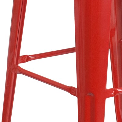 Flash Furniture Lily Industrial Metal Barstool without Back, Red (CH3132030REDW)