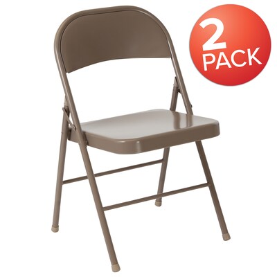 Flash Furniture HERCULES Metal Folding Chair, Beige, Set of 2 (2BDF002BGE)