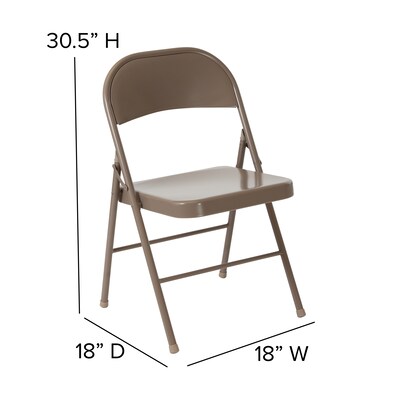 Flash Furniture HERCULES Metal Folding Chair, Beige, Set of 2 (2BDF002BGE)