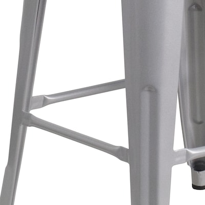 Flash Furniture Lily Industrial Metal Barstool without Back, Silver (CH3132030SILW)
