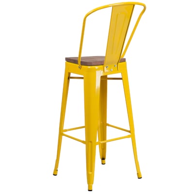 Flash Furniture Lily Contemporary Metal Vertical Back Barstool, Yellow (CH3132030GBYLW)
