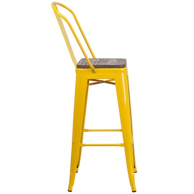 Flash Furniture Lily Contemporary Metal Vertical Back Barstool, Yellow (CH3132030GBYLW)