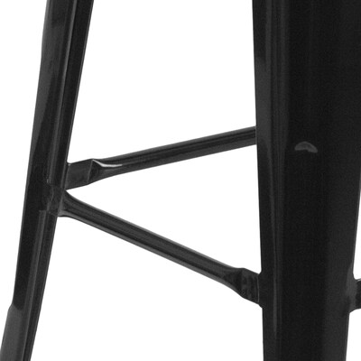 Flash Furniture Lily Industrial Metal Barstool without Back, Black (CH3132030BKW)