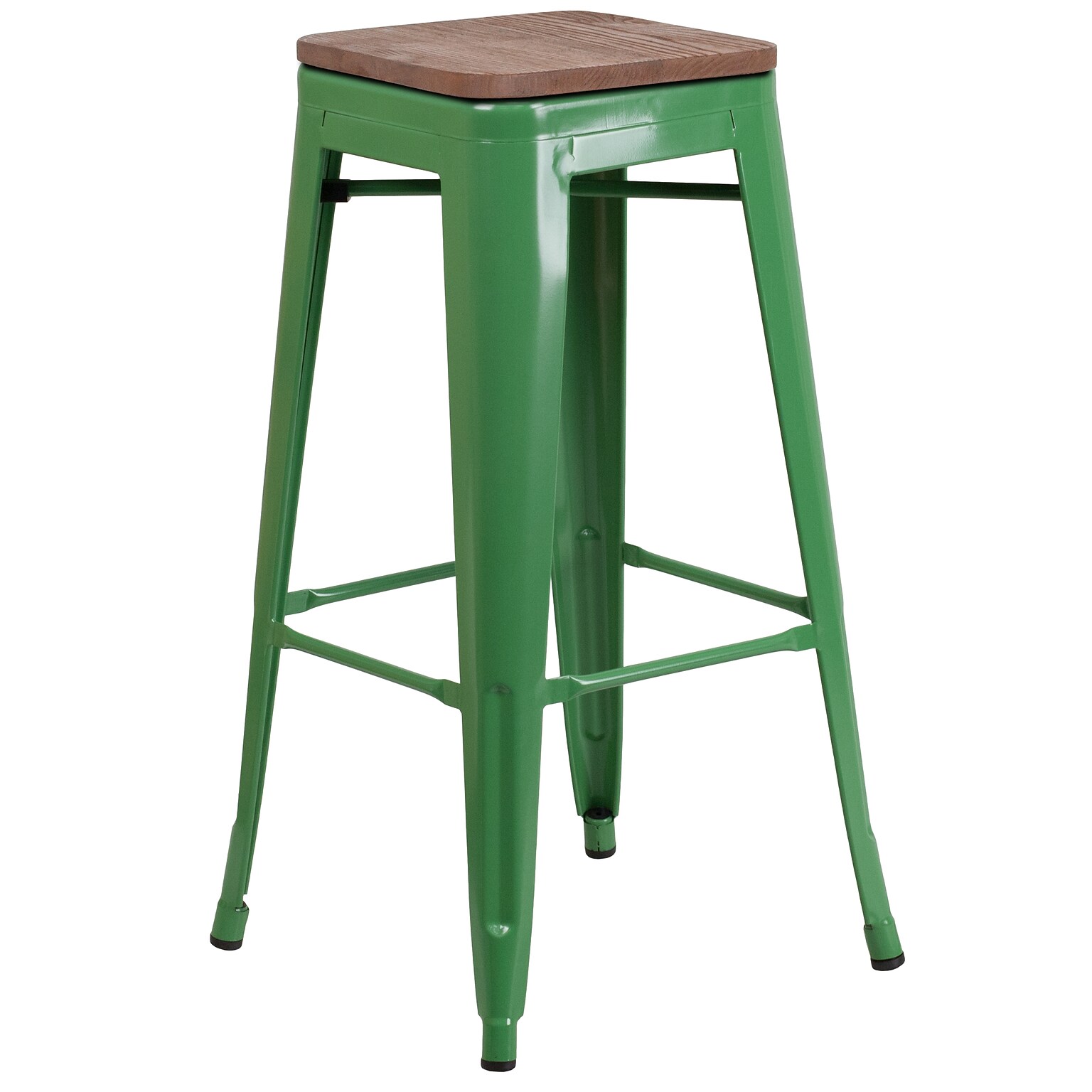 Flash Furniture Lily Industrial Metal Barstool without Back, Green (CH3132030GNW)