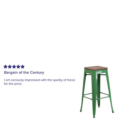 Flash Furniture Lily Industrial Metal Barstool without Back, Green (CH3132030GNW)