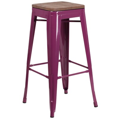 Flash Furniture Murray Industrial Metal Barstool without Back, Purple (ETBT350330PURW)