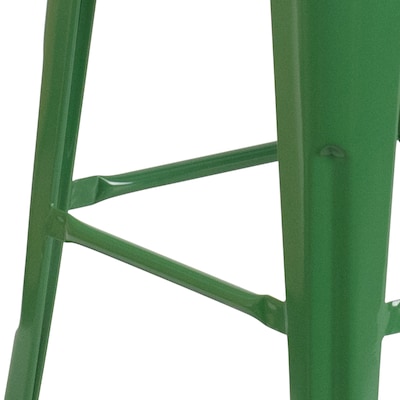 Flash Furniture Lily Industrial Metal Barstool without Back, Green (CH3132030GNW)