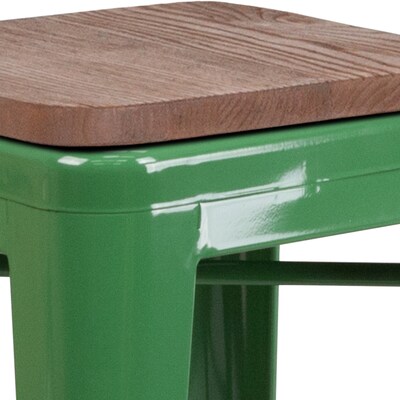 Flash Furniture Lily Industrial Metal Barstool without Back, Green (CH3132030GNW)
