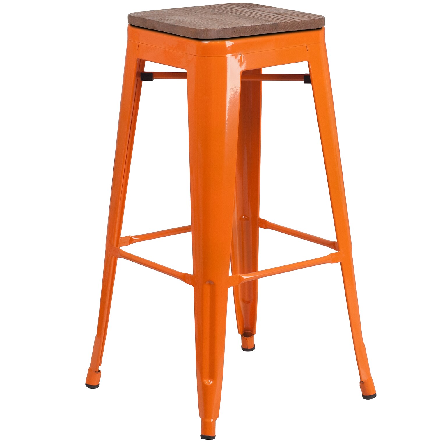 Flash Furniture Lily Industrial Metal Barstool without Back, Orange (CH3132030ORW)