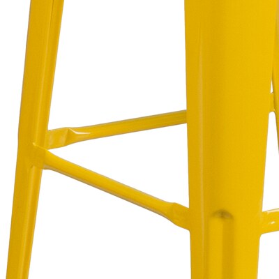 Flash Furniture Lily Industrial Metal Barstool without Back, Yellow, 4-Pieces/Pack (4CH3132030YLW)