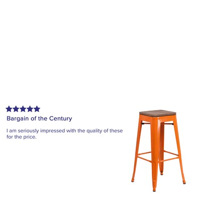Flash Furniture Lily Industrial Metal Barstool without Back, Orange (CH3132030ORW)