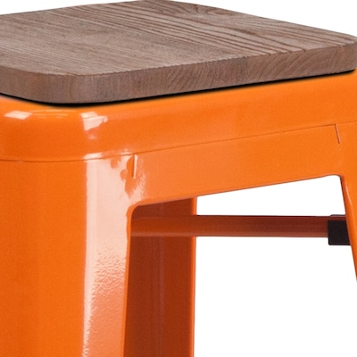 Flash Furniture Lily Industrial Metal Barstool without Back, Orange (CH3132030ORW)