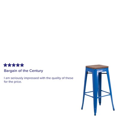 Flash Furniture Lily Industrial Metal Barstool without Back, Blue (CH3132030BLW)