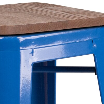 Flash Furniture Lily Industrial Metal Barstool without Back, Blue (CH3132030BLW)