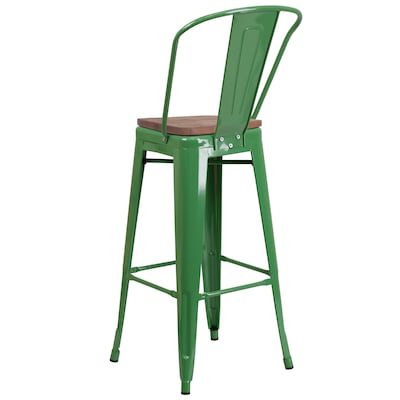 Flash Furniture Lily Contemporary Metal Vertical Back Barstool, Green (CH3132030GBGNW)