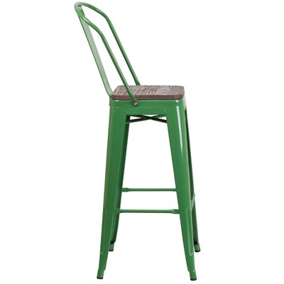Flash Furniture Lily Contemporary Metal Vertical Back Barstool, Green (CH3132030GBGNW)