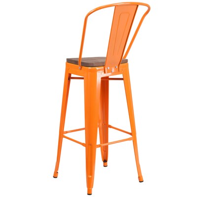 Flash Furniture Lily Contemporary Metal Vertical Back Barstool, Orange (CH3132030GBORW)
