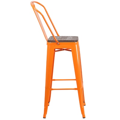 Flash Furniture Lily Contemporary Metal Vertical Back Barstool, Orange (CH3132030GBORW)