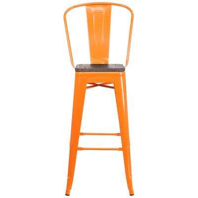 Flash Furniture Lily Contemporary Metal Vertical Back Barstool, Orange (CH3132030GBORW)