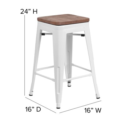 Flash Furniture Lily Industrial Metal Counter Height Stool without Back, White (CH3132024WHW)