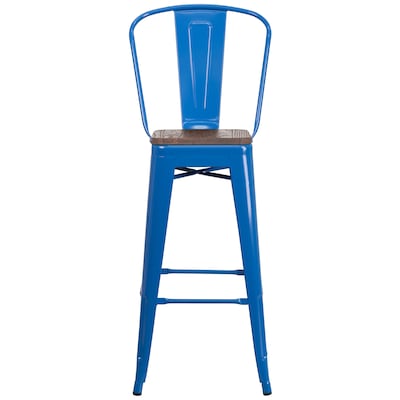 Flash Furniture Lily Contemporary Metal Vertical Back Barstool, Blue (CH3132030GBBLW)