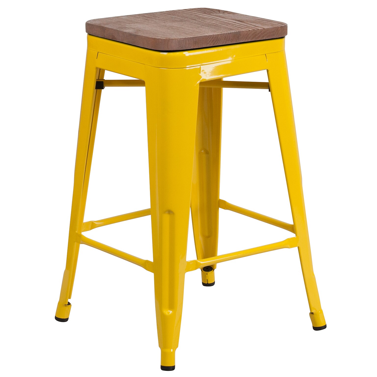 Flash Furniture Lily Industrial Metal Counter Height Stool without Back, Yellow (CH3132024YLW)