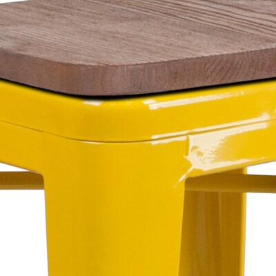 Flash Furniture Lily Industrial Metal Counter Height Stool without Back, Yellow (CH3132024YLW)