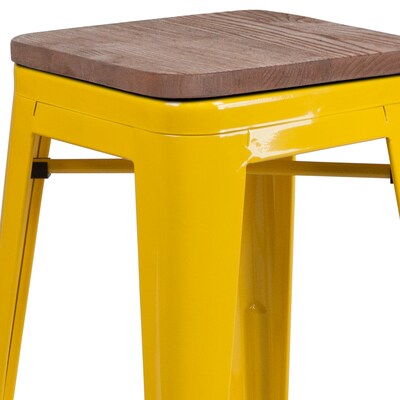 Flash Furniture Lily Industrial Metal Counter Height Stool without Back, Yellow (CH3132024YLW)