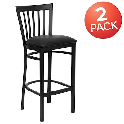 Flash Furniture HERCULES Series Traditional Metal School House Back Restaurant Barstool, Black, 2-Pieces/Pack (2XU6R8BSCHBBKV)