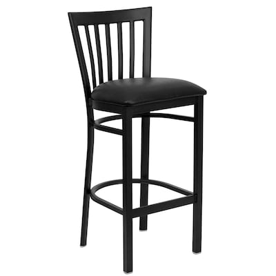 Flash Furniture HERCULES Series Traditional Metal School House Back Restaurant Barstool, Black, 2-Pieces/Pack (2XU6R8BSCHBBKV)