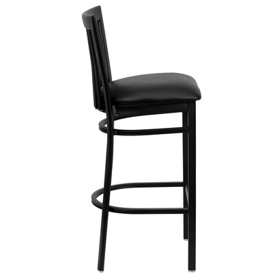 Flash Furniture HERCULES Series Traditional Metal School House Back Restaurant Barstool, Black, 2-Pieces/Pack (2XU6R8BSCHBBKV)