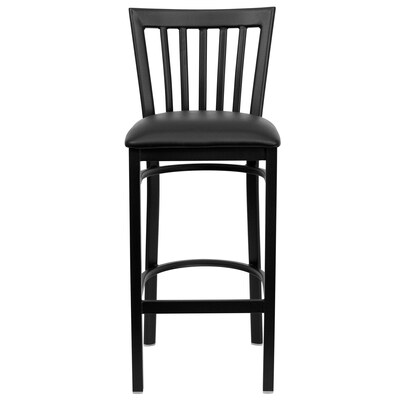 Flash Furniture HERCULES Series Traditional Metal School House Back Restaurant Barstool, Black, 2-Pieces/Pack (2XU6R8BSCHBBKV)