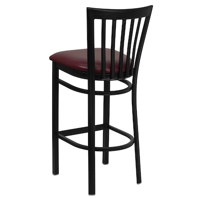Flash Furniture HERCULES Traditional Metal School House Back Restaurant Barstool, Black/Burgundy, 2-Pieces/Pack (2XU6R8BSCHBBGV)