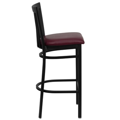 Flash Furniture HERCULES Traditional Metal School House Back Restaurant Barstool, Black/Burgundy, 2-Pieces/Pack (2XU6R8BSCHBBGV)