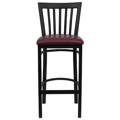 Flash Furniture HERCULES Traditional Metal School House Back Restaurant Barstool, Black/Burgundy, 2-Pieces/Pack (2XU6R8BSCHBBGV)