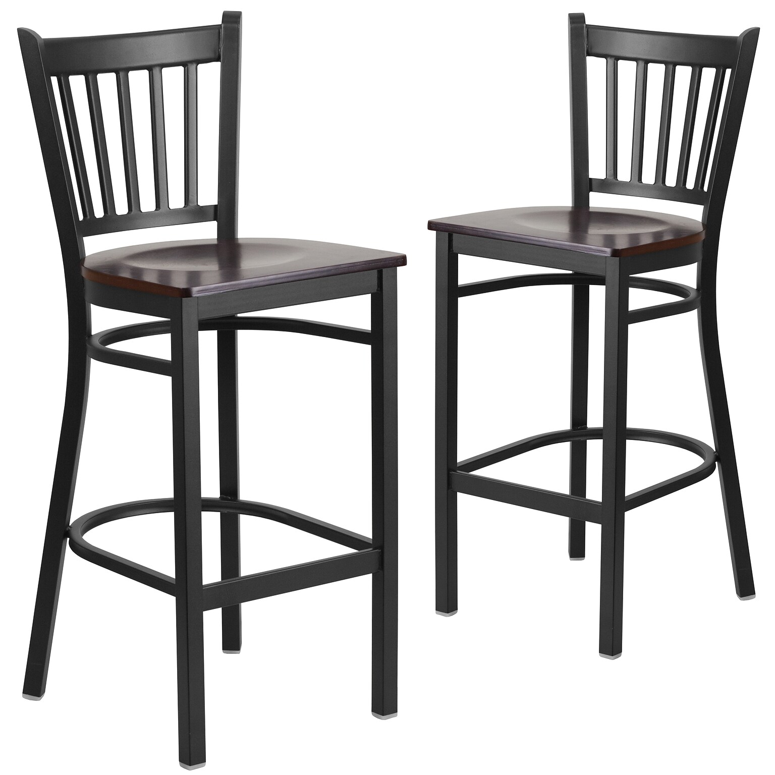 Flash Furniture HERCULES Traditional Metal Vertical Back Restaurant Barstool, Black/Walnut, 2-Pieces/Pack (2XUDG6R6BVRTWAW)