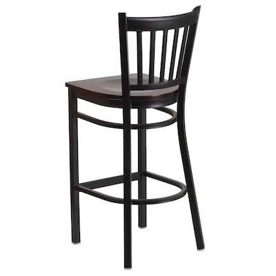 Flash Furniture HERCULES Traditional Metal Vertical Back Restaurant Barstool, Black/Walnut, 2-Pieces/Pack (2XUDG6R6BVRTWAW)