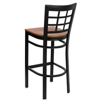 Flash Furniture HERCULES Series Traditional Metal Window Back Restaurant Barstool, Black/Cherry, 2-Pieces/Pack (2XU6R7BWINBCHW)