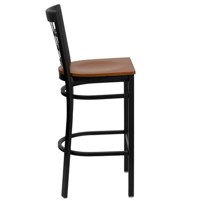 Flash Furniture HERCULES Series Traditional Metal Window Back Restaurant Barstool, Black/Cherry, 2-Pieces/Pack (2XU6R7BWINBCHW)