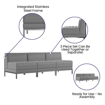 Flash Furniture HERCULES Imagination Series LeatherSoft Waiting Room Reception Set, Gray, 3-Piece (ZBIMAGMIDCH3GY)